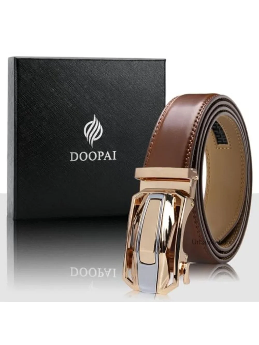2-Pack Men's Ratchet Leather Belt Set - Adjustable Sliding Buckle, Cut for Fit,